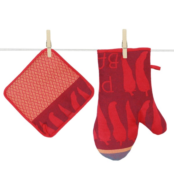Topflappen und Handschuh gewebt Piments