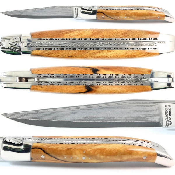 Aubrac Holz Doppelplatinen japanischer Damaststahl