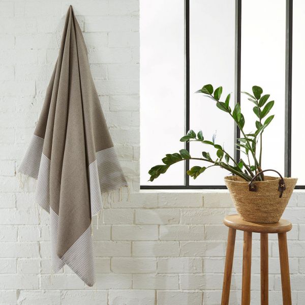 Fouta Tuch mit Wabenmuster taupe