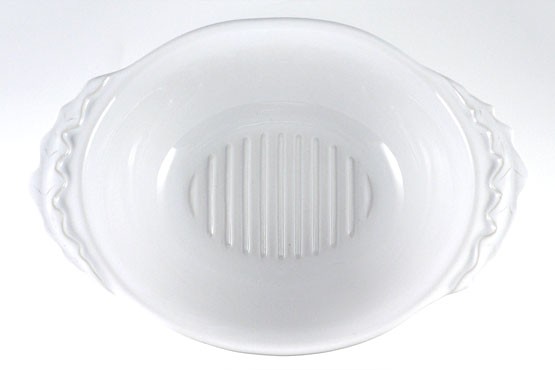 Schmortopf mit Eichenlaub 36 cm, Keramik emailliert weiß