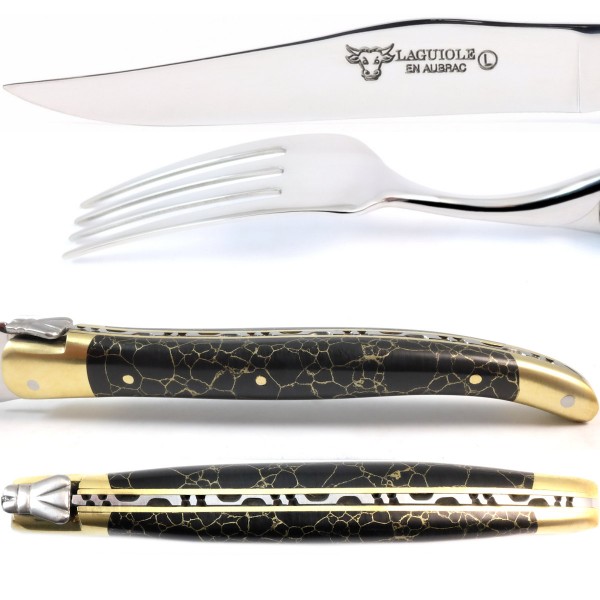 2 Premium Steakmesser und 2 Gabeln Set Matrix