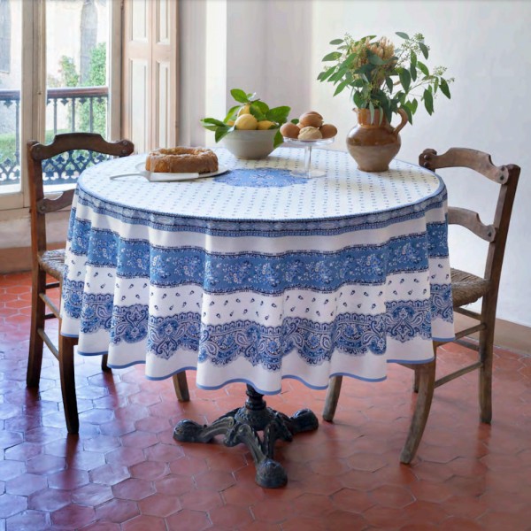 Tischdecke beschichtet rund 180 cm weiß Marat Tradition