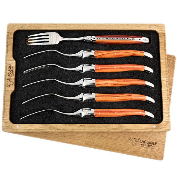 6 Premium Gabeln Set Rosenholz