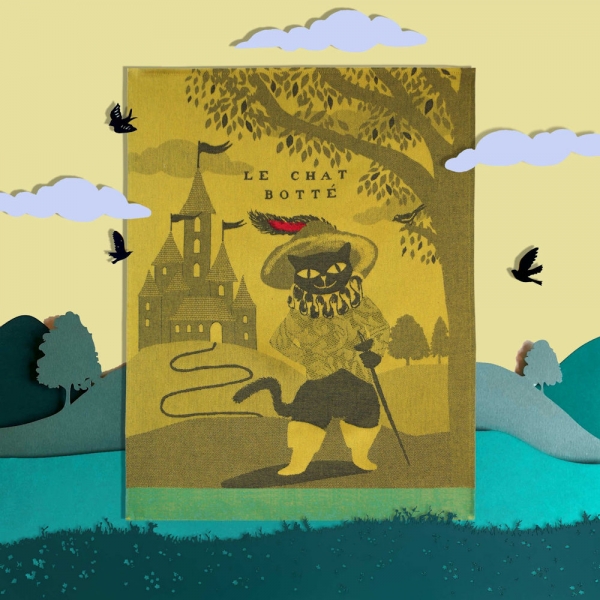 Küchentuch gewebt limitiert Der gestiefelte Kater bestickt