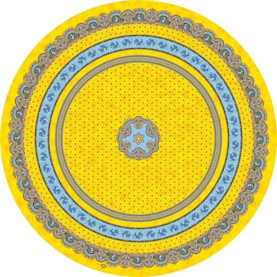 Tischdecke beschichtet rund 180 cm gelb Marat Tradition