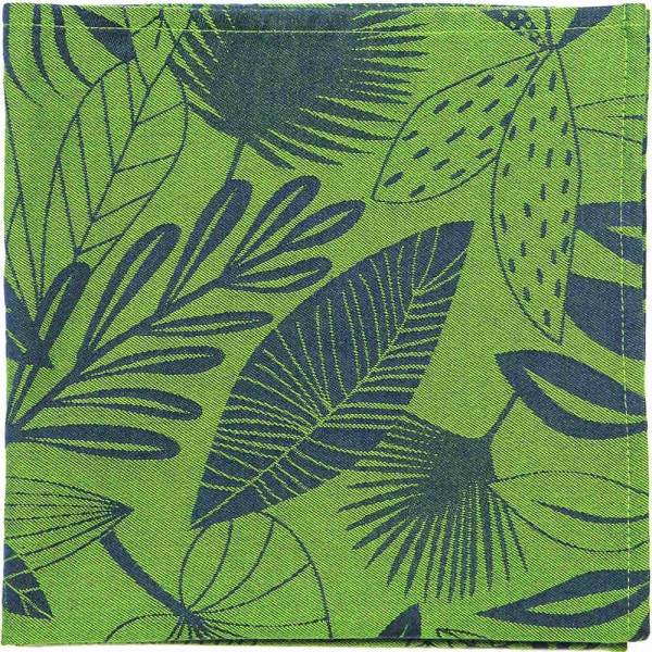 Serviette gewebt Feuillage grün blau