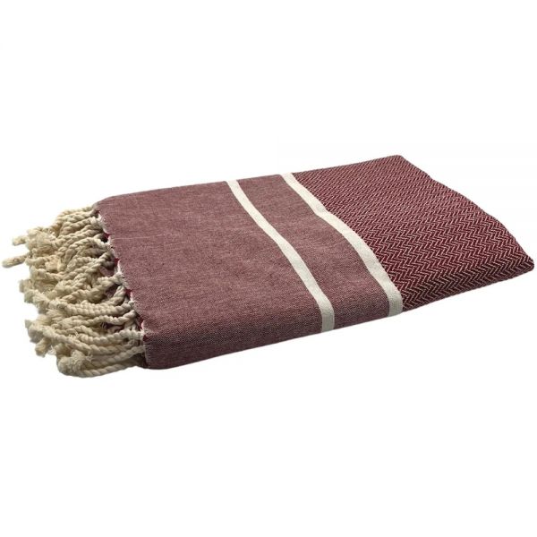 Fouta Tuch mit Fischgrätenmuster burgund