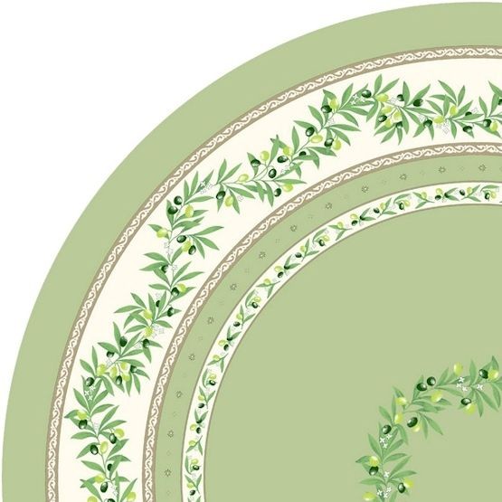 Tischdecke beschichtet rund 180 cm grün Ramatuelle Oliven