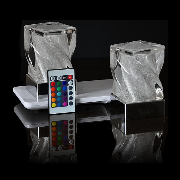 2er Set kabellose Leuchten Curve mit FB mehrfarbig für innen und außen