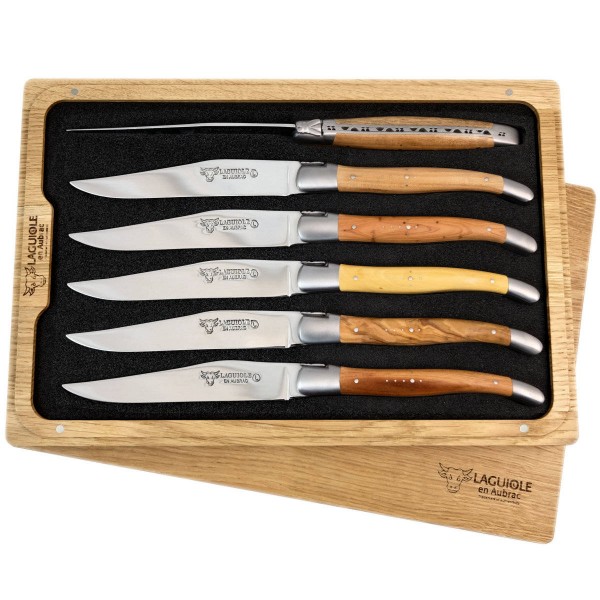 6 Premium Steakmesser Set französische Hölzer