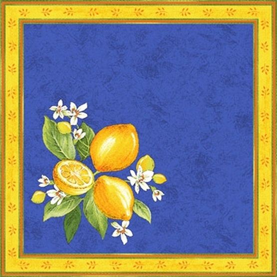Serviette 45x45 cm blau Zitronen