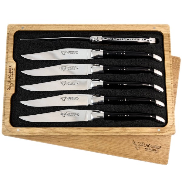 6 Premium Steakmesser Set Büffelhorn