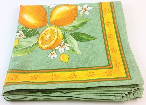 Serviette 45x45 cm grün Zitronen