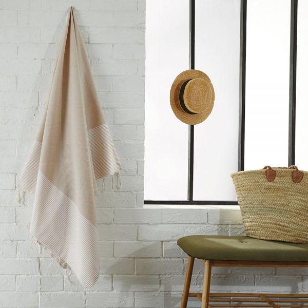Fouta Tuch mit Wabenmuster sahara