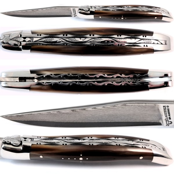 Hornspitze dunkel Doppelplatinen japanischer Damaststahl