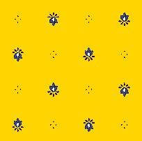 Serviette 45x45 cm gelb-blau Lilien