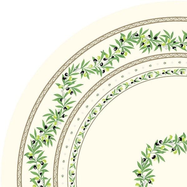 Tischdecke beschichtet rund 180 cm natur Ramatuelle Oliven