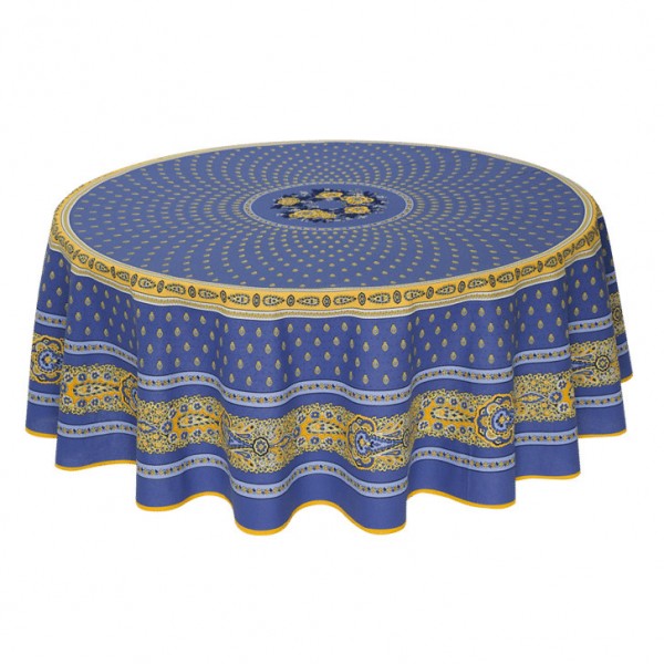 Tischdecke beschichtet rund 180 cm blau Marat Bastide