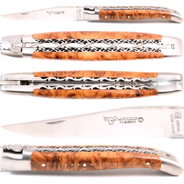 Amboina Wurzelholz matt Doppelplatinen 12C27 Stahl