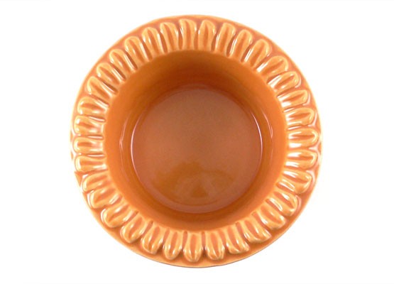 Rundes Förmchen mit Blüten 10,5 cm, Keramik emailliert orange