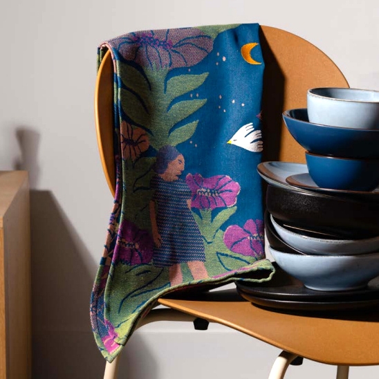 Küchentuch gewebt limitiert Nocturne bestickt