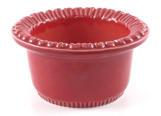 Rundes Förmchen mit Blüten 10,5 cm, Keramik emailliert rot