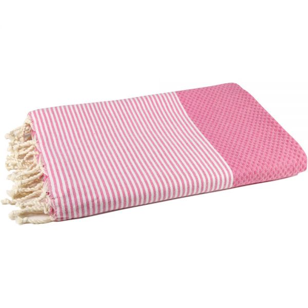 Fouta Tuch mit Wabenmuster bonbonrosa