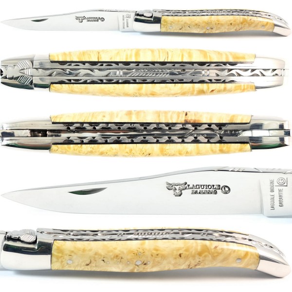 Ahorn Wurzelholz Doppelplatinen 12C27 Stahl