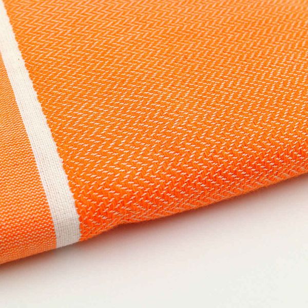 Fouta Tuch mit Fischgrätenmuster orange
