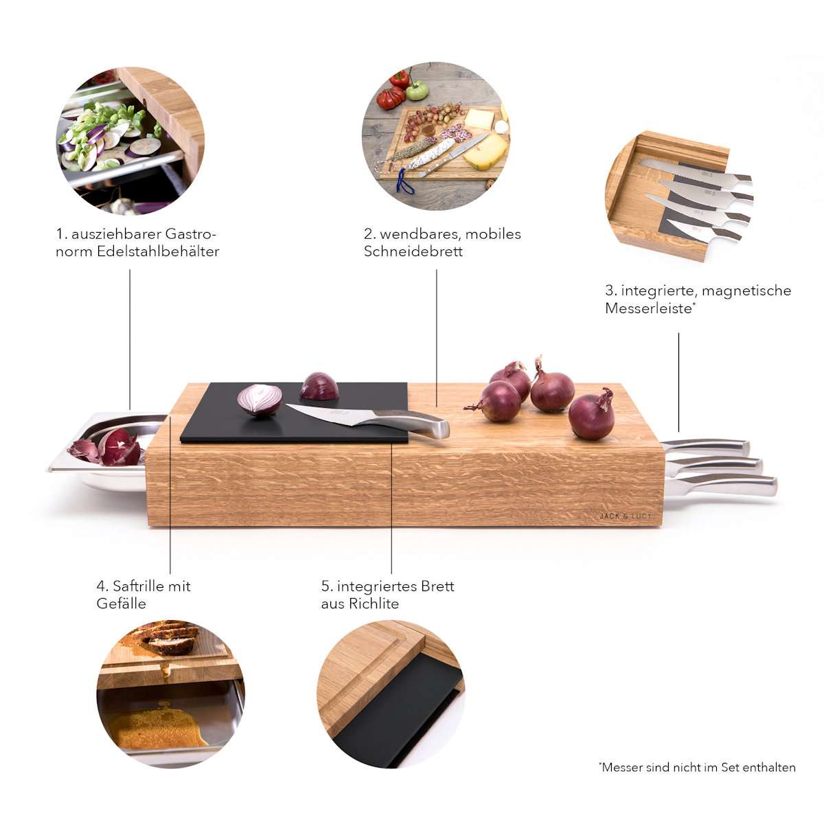 SLICEGEM Schneidebrett 4in1 - Mit Messerschärfer & Auftaufunktion