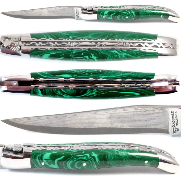 Malachit Doppelplatinen japanischer Damaststahl