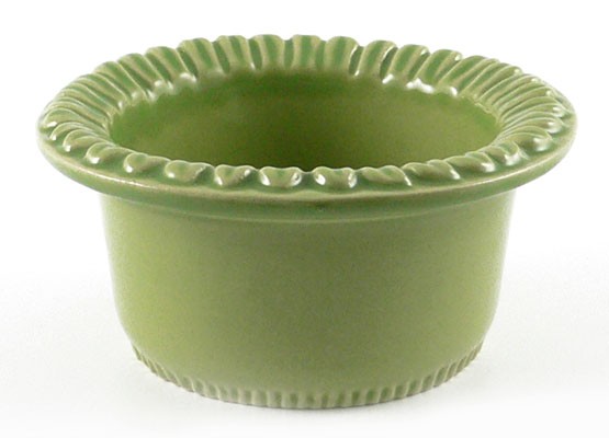 Rundes Förmchen mit Blüten 10,5 cm, Keramik emailliert grün