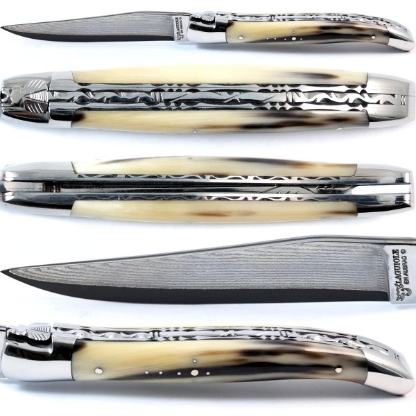 Hornspitze hell Doppelplatinen japanischer Damaststahl