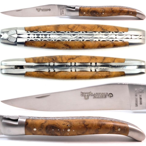 Teak Wurzelholz Doppelplatinen 12C27 Stahl