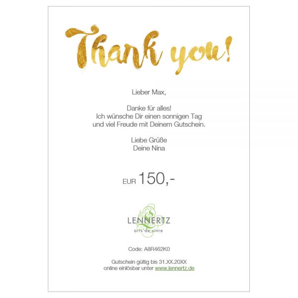 Geschenkgutschein Thank you!