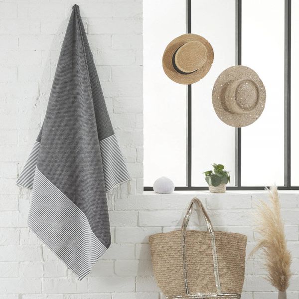 Fouta Tuch mit Wabenmuster felsgrau