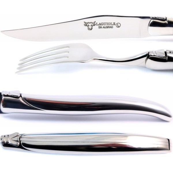 2 Premium Steakmesser und 2 Gabeln Set Stahl spülmaschinenfest