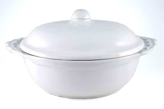 Schmortopf mit Eichenlaub 36 cm, Keramik emailliert weiß