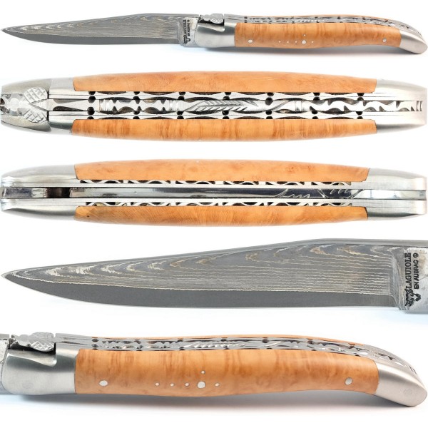 Bruyère Wurzelholz Doppelplatinen japanischer Damaststahl