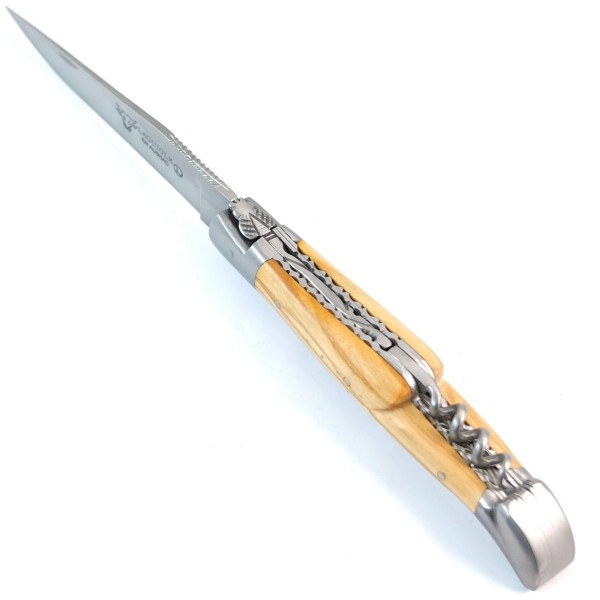 Olivenholz zweiteilig mit Korkenzieher Doppelplatinen 12C27 Stahl