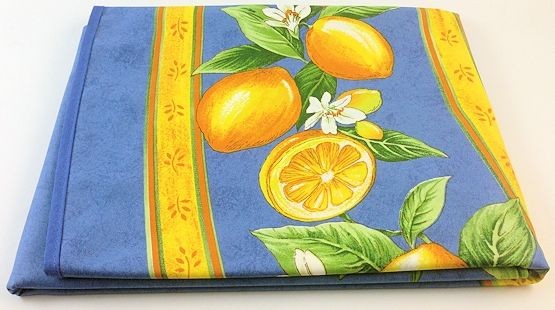 Tischdecke beschichtet rund 180 cm blau Zitronen