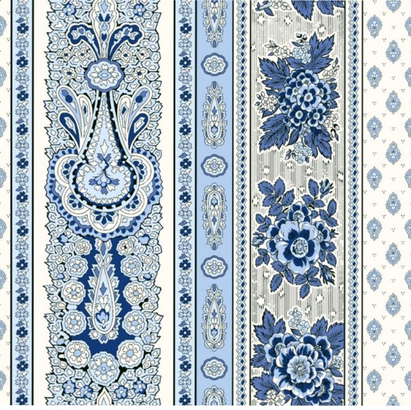 Serviette 45x45 cm weiß-blau Marat Bastide