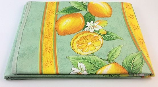 Tischdecke beschichtet rund 180 cm grün Zitronen