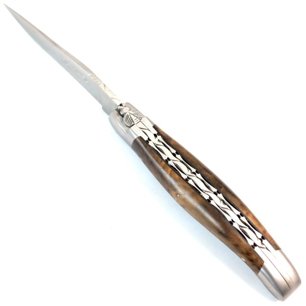 Walnuss Wurzelholz Doppelplatinen 12C27 Stahl