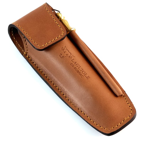 Lederetui, Gürteltasche braun mit Wetzstab für Taschenmesser