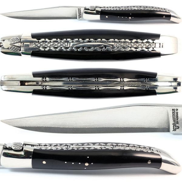 Büffelhorn Doppelplatinen japanischer Damaststahl