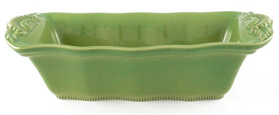 Kuchenform mit Blüten 34 cm, Keramik emailliert grün