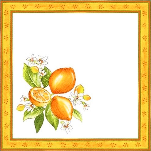 Serviette 45x45 cm weiß Zitronen
