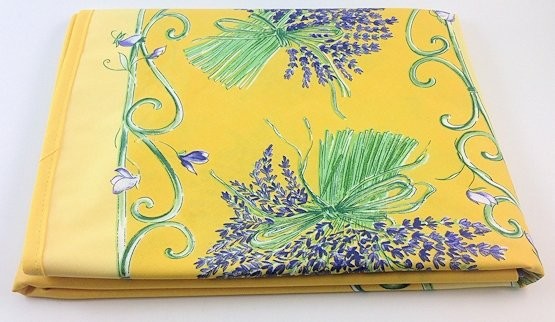 Tischdecke beschichtet rund 180 cm gelb Lavendel