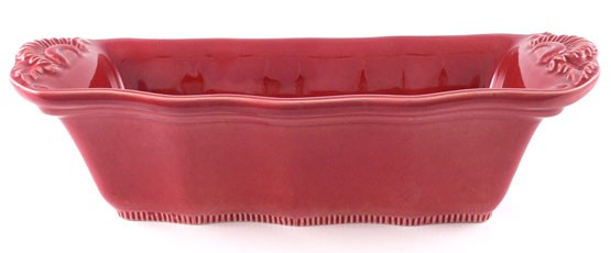 Kuchenform mit Blüten 34 cm, Keramik emailliert rot